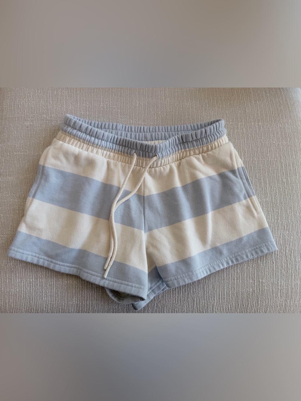 Universal Thread Light Blue & Cream Striped Sweater Shorts